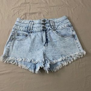 Light blue acid wash cut off Jean shorts